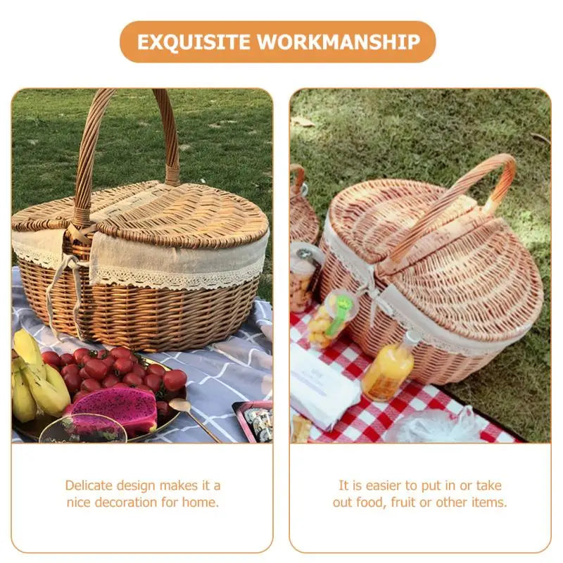 đ§ș Wicker Storage Basket with Lid