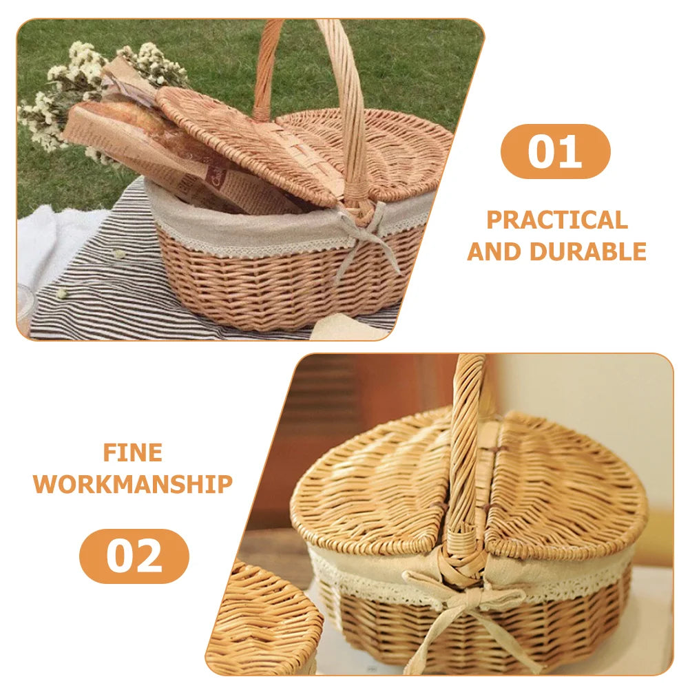 đ§ș Wicker Storage Basket with Lid