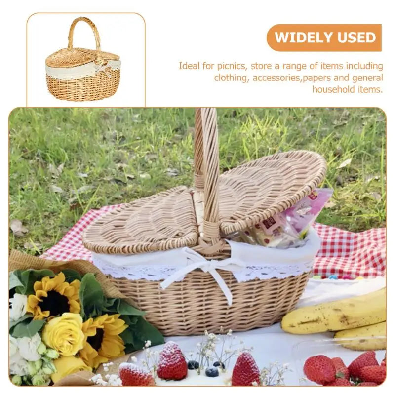 đ§ș Wicker Storage Basket with Lid