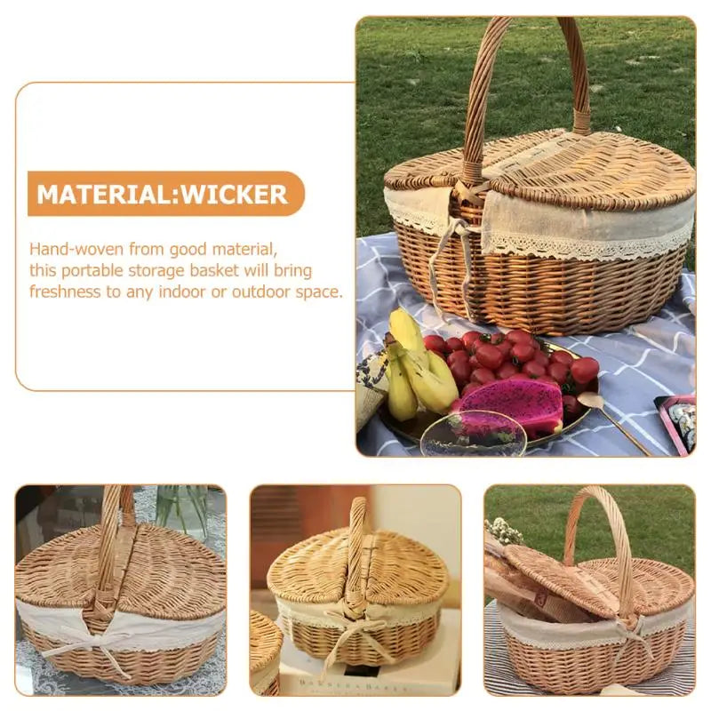 đ§ș Wicker Storage Basket with Lid