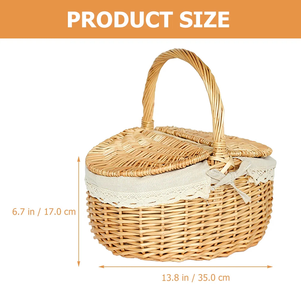 đ§ș Wicker Storage Basket with Lid