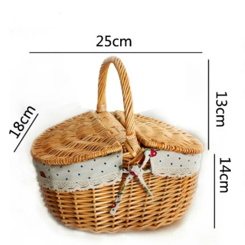 đ§ș Wicker Picnic Basket with Lid