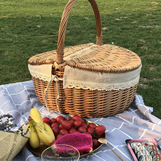 🧺 Wicker Storage Basket with Lid